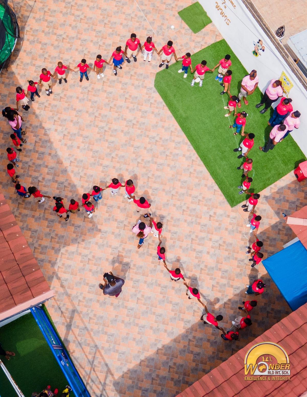 Another view of the student human chain